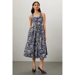 ADAM LIPPIES Women's Printed Poplin Midi Dress Size 6 old money